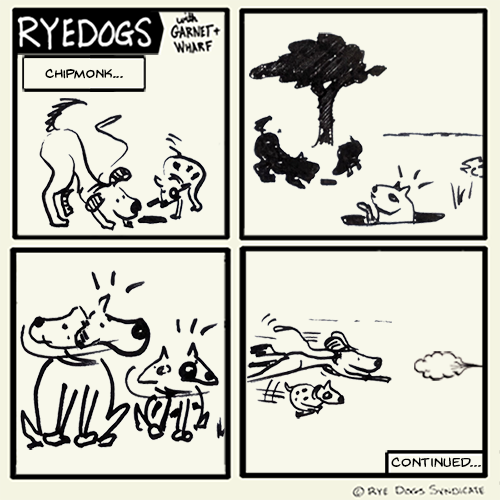 Another episode of the comic where nothing really happens. This time, Garnet and Warf are lying near a tree. But then a chipmonk runs by. But the chipmonk runs into a hole before they can catch it.