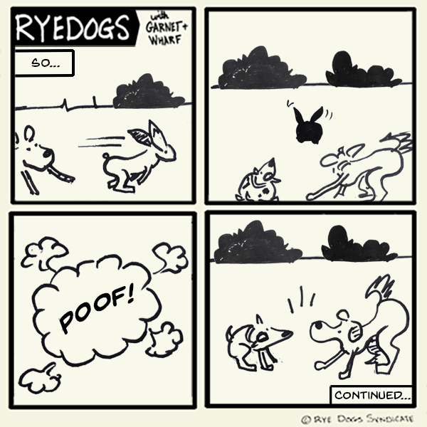 Another episode of the comic where almost nothing happens. This time Wharf and Garnet chase a rabbit. Then the rabbit disappears.